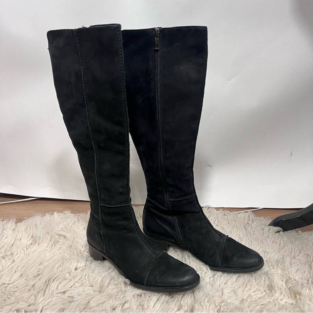 Paul Green Nubuck Leather Black Over The Knee Women's Boots